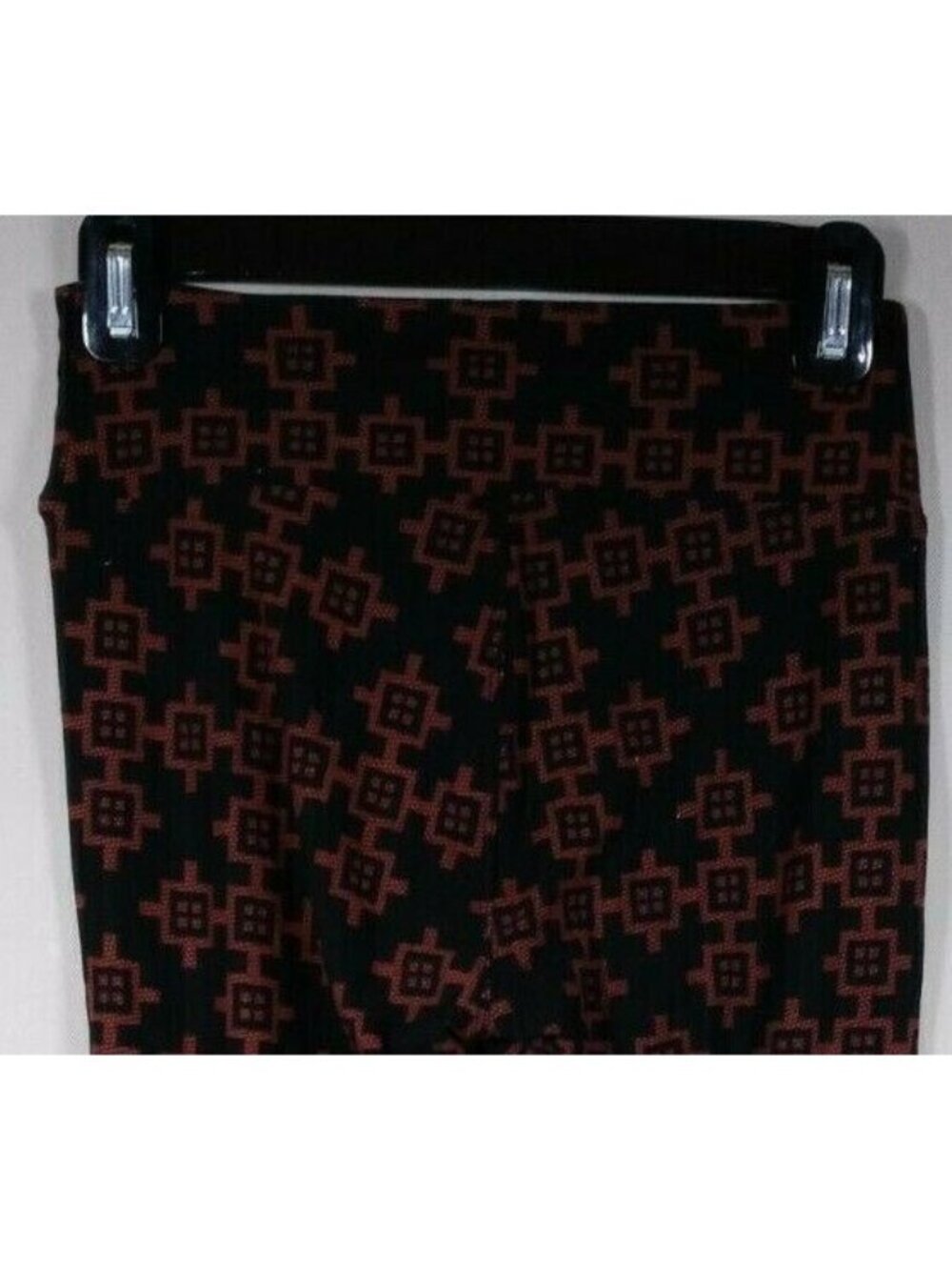New LuLaRoe One Size Leggings Black With Orange Connecting Squares Design